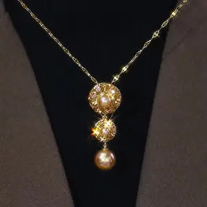 LisiZen 2025 Autumn Winter Brown Zircon Tassel Sweater Chain Necklace, Chic Minimalist Jewelry, Trendy Fashion Statement for Women DZXL3649