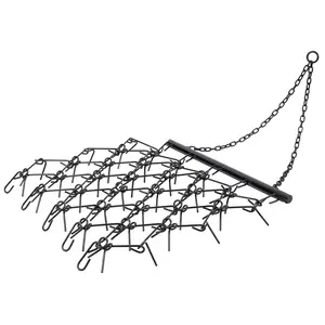 Heavy-Duty Steel Drag Harrow Chain Rake - Black Coated Durable Construction, Compatible with ATV, UTV & Compact Utility Tractors for Field Leveling