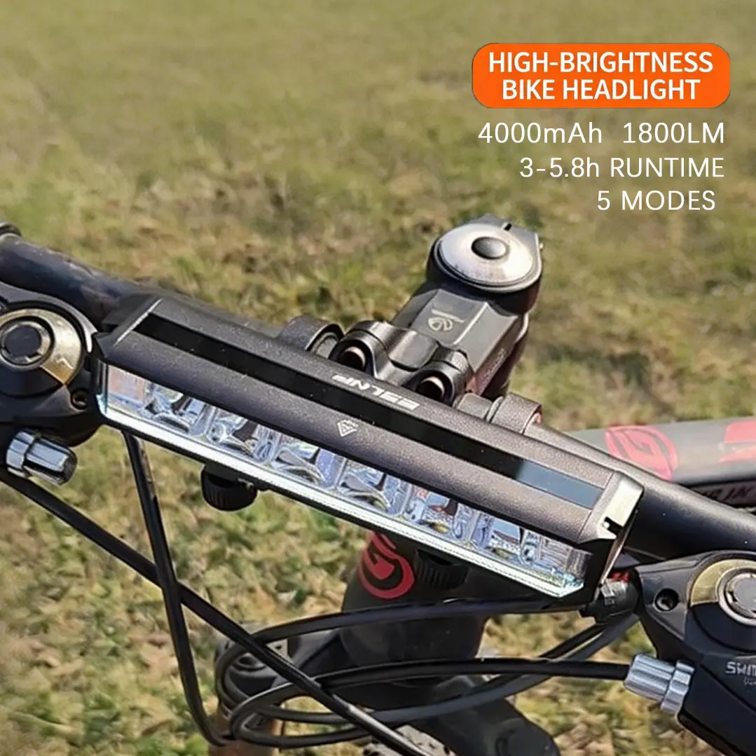 Ebike Headlight, 1800LM Super Bright Aluminum Alloy LED Light Bar, USB Rechargeable Spot/Flood Combo for Mountain Bikes & Electric Dirt Bike Accessories, bicicleta electrica, ebike accessories