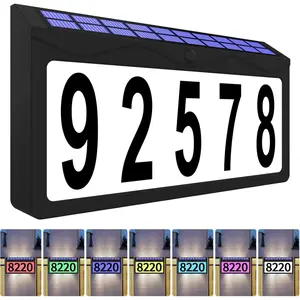 Solar Address Sign, Lighted Address Plaque Outdoor , Illuminated RGBW Color Address Numbers, House Numbers for  Street Mailbox Outside