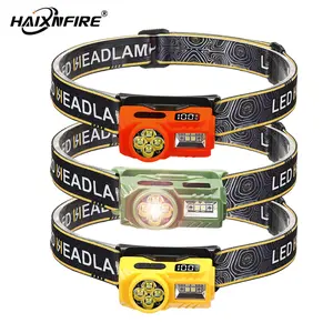 HaixnFire Headlamp flashlight, head-mounted flashlight, ultra-bright LED charging headlamp with white and red lights, motion sensor headlamp, outdoor camping, running, hiking, fishing