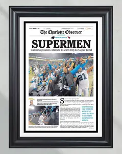 [Sale Up To 40%] [Unframe] Carolina Football 2016 Conference Champions Newspaper Poster, "Supermen" Super Bowl Journey Front Page Print, Championship Wall Art