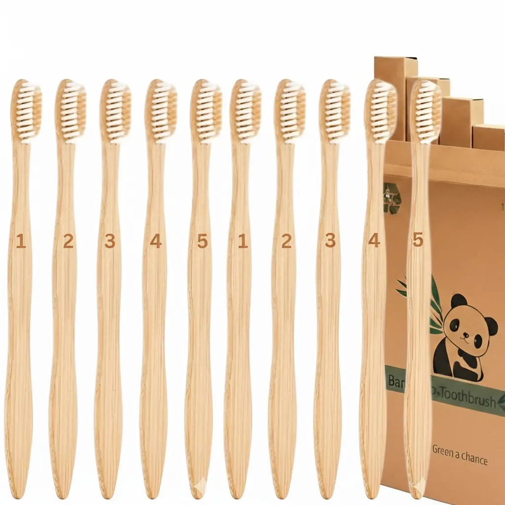 10 Pack Bamboo Toothbrushes  - BPA Free Soft Bristles Toothbrushes, Eco-Friendly, Compostable Natural Wooden Toothbrush