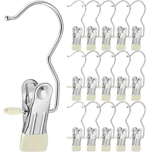 16 Counts Anti-Rust Clip Clothespins, Ultimate Lightweight Hanging Travel Laundry Hanger Organizer for Home & More, Space-Saving Magic Hat & Pants Storage Laundry Hook