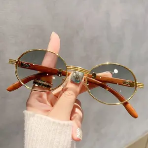 Vintage Oval Sunglasses New Small Frame Sunglasses European and American Style Popular Internet Celebrity Same Model Sun Glasses High-End Feel Oversized Aviator with UV Protection olardria sunglasses waste airport  Polarized   unisex  Heptagram Sunglasses