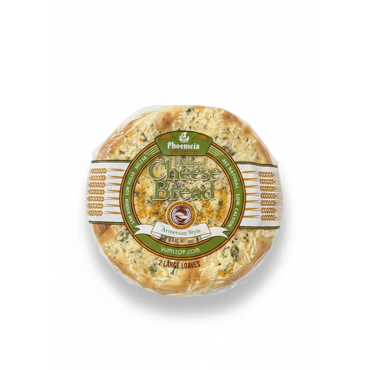 Authentic Levantine Flavor Traditional Phoenicia Herbed Akawi Cheese Bread - Creamy, Contains Cheese & Milk, Baking-Friendly, 2 Pieces, 411g