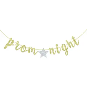 Prom Night Banner,  Glitter High School Prom Letter Banner, Prom Photo Prop, Graduation Decoration ()