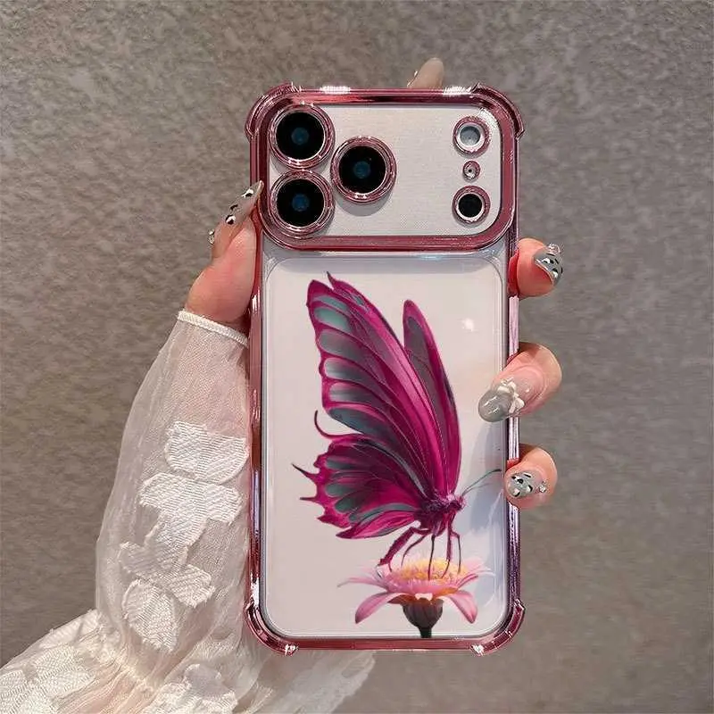 Butterfly Sunflower For iPhone 17 Air Electroplated Shockproof For iPhone 13/14/15/16 Pro Max Phone Case TPU HNAB47PLQWE
