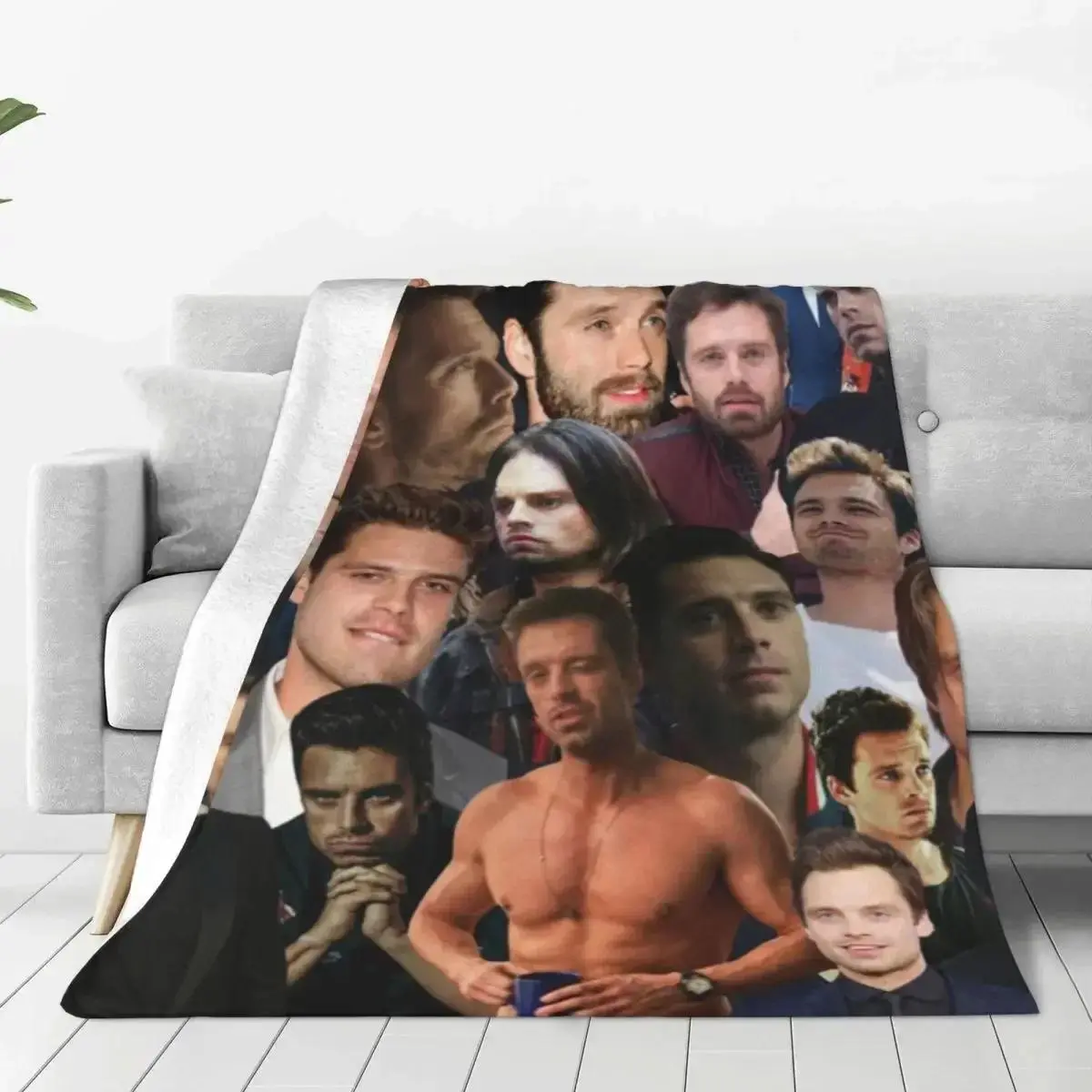 Sebastian Stan Photo Microfiber Poly Blanket - Multi-Size, Wrinkle Resistant, Ultra Soft All-Seasons Throw (40x30in/50x40in) for Outdoor Camping, Living Room & Bedroom Decor, Cozy Gift