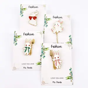 Adorable Bunny Pin – Brass-Plated Enamel Rabbit Accessory for Fashion Outfits or Gifting – 0.75" x 1.27" Size – Charming Design & Durable Zinc Alloy