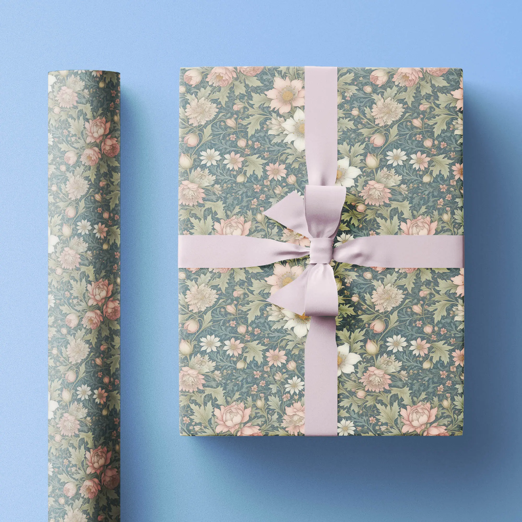 Preppy Chinoiserie Wrapping Paper, Beautiful & Classic Floral Pattern, Brightly Colored Gift Wrap for Weddings, Showers, Birthdays, Holidays