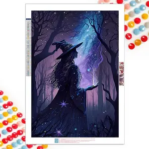 5D DIY Diamond Arts Colorful Painting Kit, 1 Set Witch Pattern Diamond Arts Colorful Painting without Frame, DIY Decor Painting for Bedroom