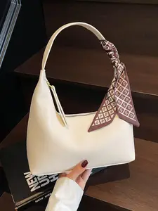 Women's Solid Color Bag, Fashionable PU Leather Shoulder Bag for Work & Daily Used, Casual Trendy Versatile High-quality Daily Commuting Bag