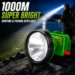 Nove-6707 Rechargeable IPX8 Waterproof LED Headlamp, Adjustable Brightness White Light Head Lamp with 1000M Long Range Beam for Night Fishing, Hunting, Farm Ranch Work, Camping and Outdoor Activities