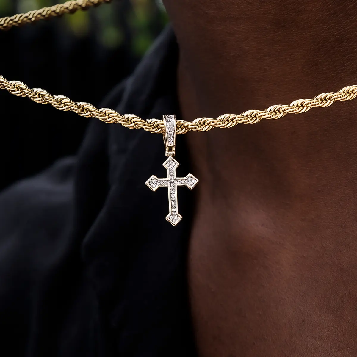 GLD Micro Iced Celtic Cross in Yellow Gold - Perfect Gift