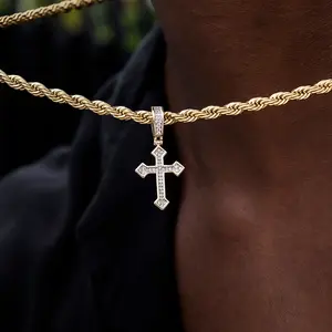 Micro Iced Celtic Cross in Yellow Gold - Perfect Gift