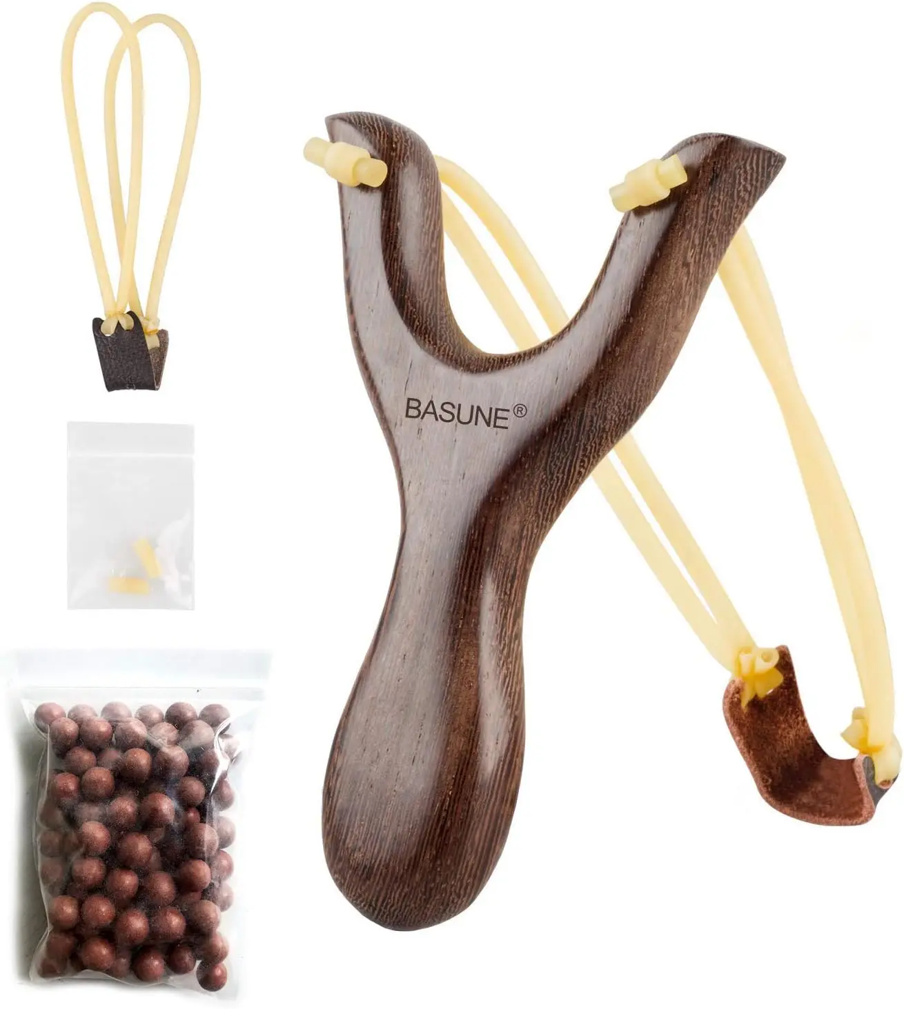 Solid Wooden Slingshot with Classic Construction Hunting Slingshots Catapult Game Heavy Duty Wooden Sling Shot Toys for Adults Outdoor Hunting Target Practice Shooting Competition (Deep Brown)