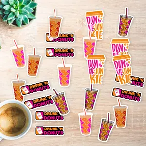 Stickers Pack 20 Pcs Dunkin Bike Laptop Colorful Donuts Bottle Cup Guitar Aesthetic Car Waterproof Bumper Luggage Skateboard Vinyl Water