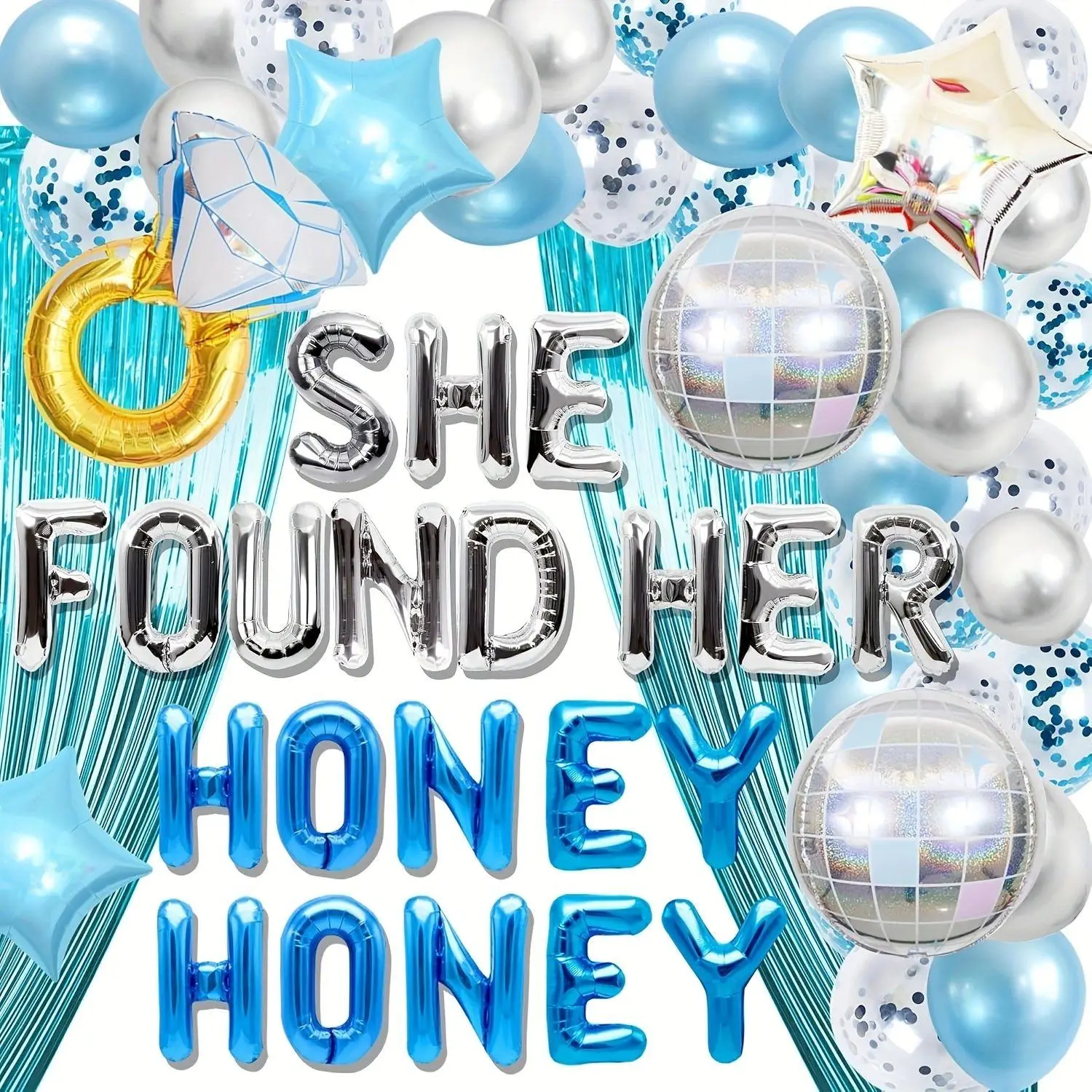 LaVenty She Found Her Honey Sign Balloons - Retro 70s Last Disco Themed Decorations for Mamma Mia Bachelorette Parties & Bridal Shower Decorating Supplies