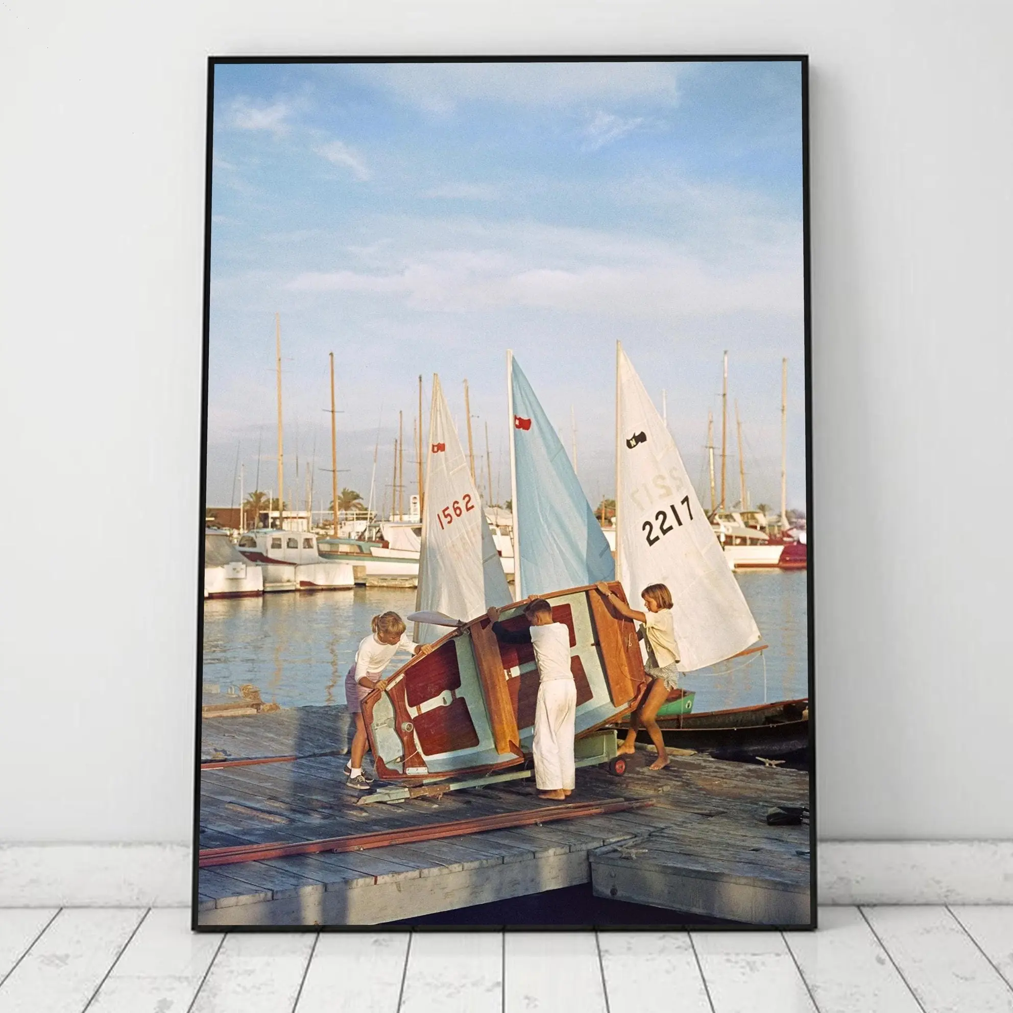 Slim Aarons Sailing Dinghy Print, Minimalist Sailboat Poster, Vintage Photography Print, Luxury Wall Art, Old Money Poster,