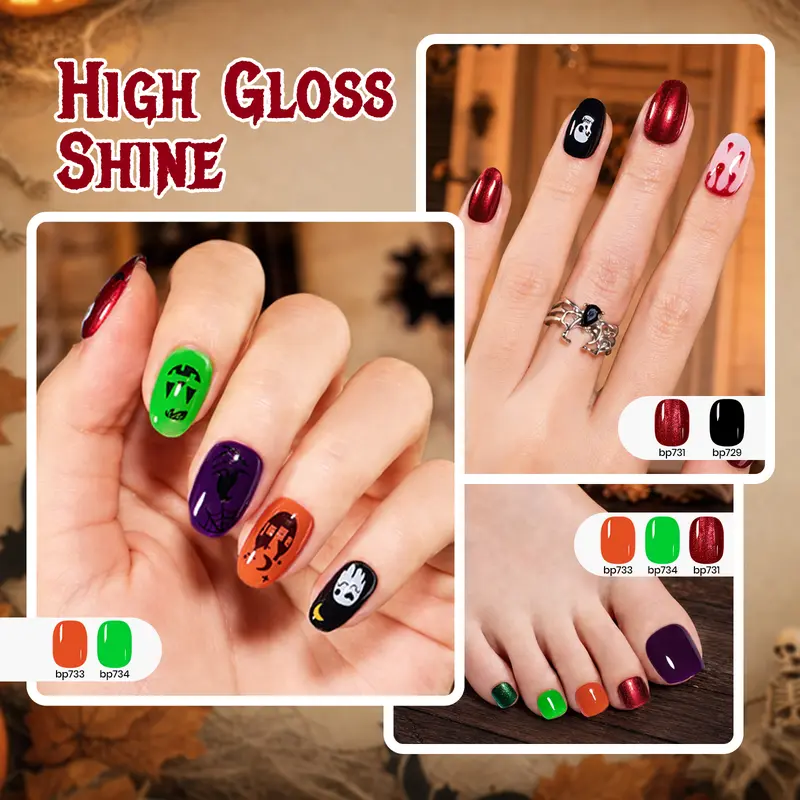 Beetles Halloween Nail Polish Set, 6 Colors Quick Dry Regular Nail ...