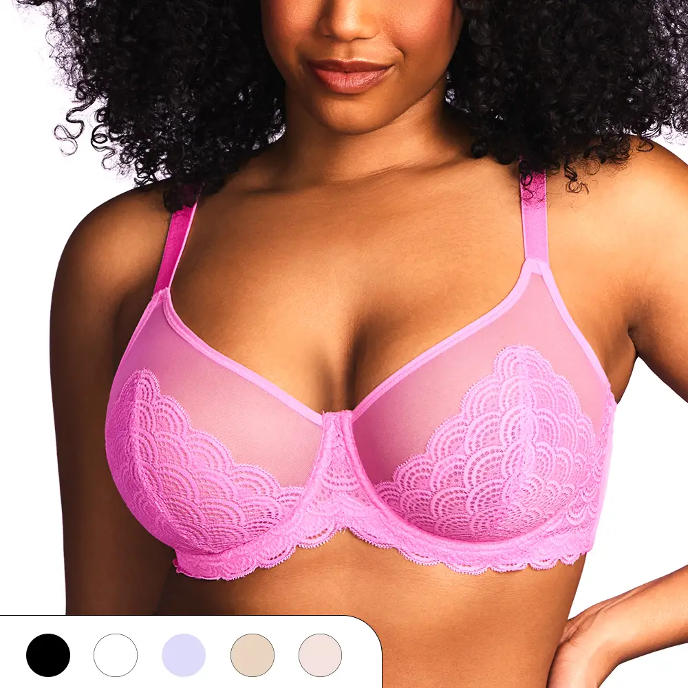 HSIA Mermaid Scales Lace Plus Size Unlined Underwire Full Coverage Bra