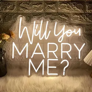 Will You Marry Me Neon Signs for Wall Decor Warm White LED Light Sign for Room Decor Light Up Sign for Birthday Party Wedding Decoration USB Powered