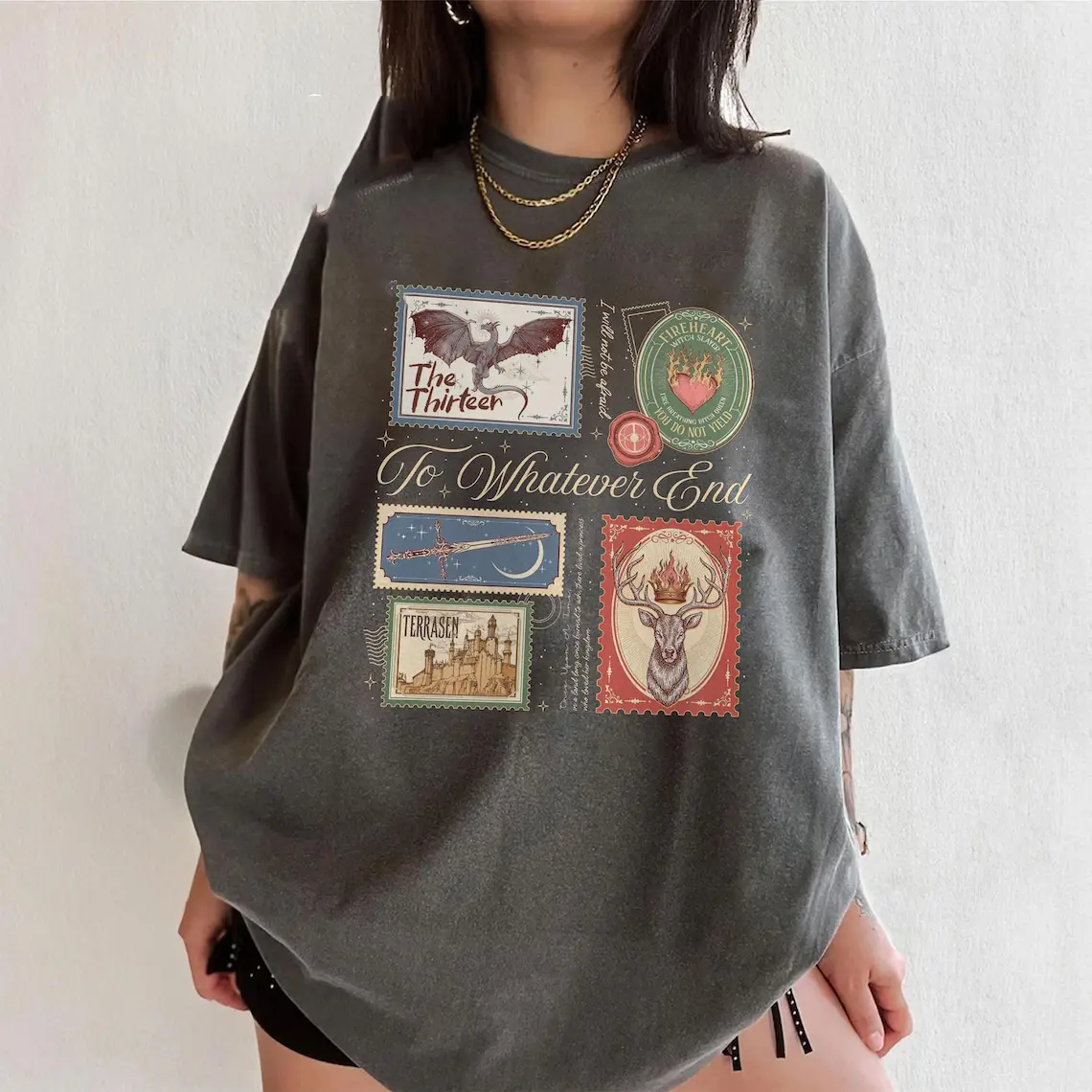 Shirt TOG Book Stamps Shirt, Terrasen The Thirteen T Shirt Aelin Fireheart Tee TOG Series Gift For Book Lover