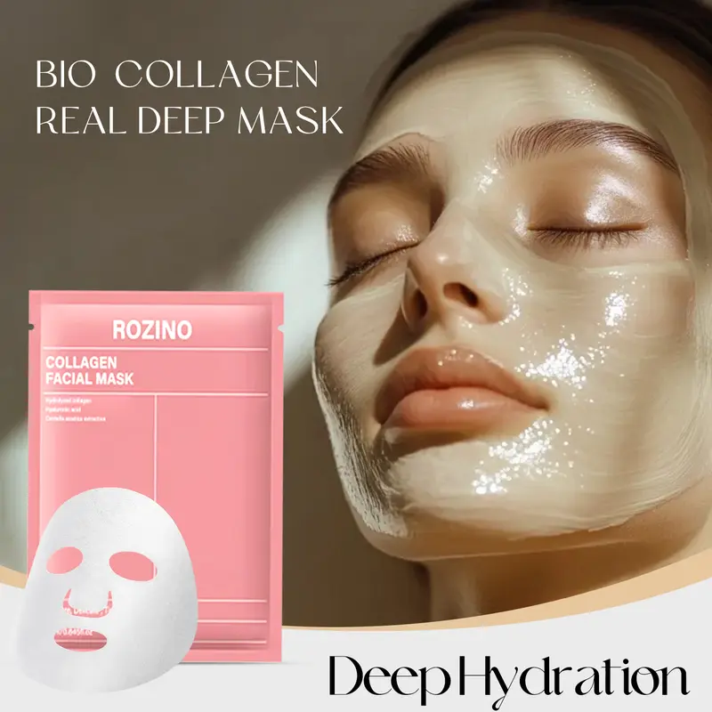 ROZINO Lightweight Bioactive Ingredient Face Mask with Collagen & Hyaluronic Acid - Advanced Hydration, Barrier Repair, Pore-Shrinking, Tightening, Soothing, Anti-Inflammatory, Anti-Aging Skincare for All Skin Types, Ideal Thanksgiving Gift