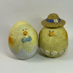 Large Ceramic Easter Egg Shaped Birds. Set of two.