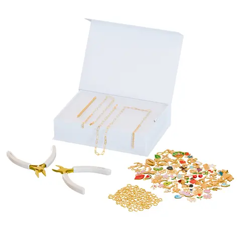 FabuLove Charm Jewelry Kit - DIY Necklace, Bracelet & Ring Set with 100+ Charms, Tools & Jump Rings | Personalized Accessories for Women | Fun Craft Activity for Friends