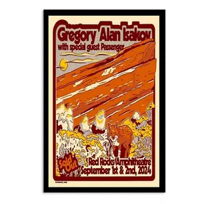 Gregory Alan Isakov Red Rocks Amphitheatre Morrison CO September 1-2 2024 .Poster Decorations, Holiday Poster - Halloween Party Decorations.Wall Decor.Poster Gift For Holiday, Halloween, Birthday, Christmas