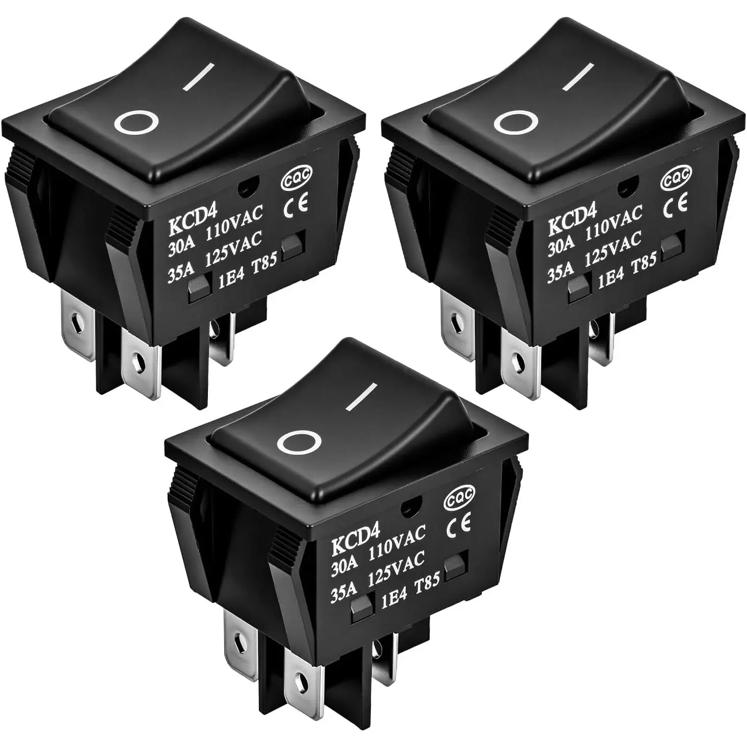 Niligft 3PCS DPST Power Switches, 12V 30A/110V 35A/125VAC 4-Pin 2-Position ON-Off Toggle KCD4 Switches for Car, Boat Marine Use