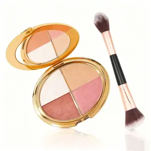 4-in-1 All-in-One Highlighter BlushEyeshadow Palette - 4 Gorgeous Shades forNatural Glow, Cheek Color & Eye Makeup -Ultra-Pigmented, Blendable Formula - DailyUse & Makeup Beginners,Perfect for On-The-Go,