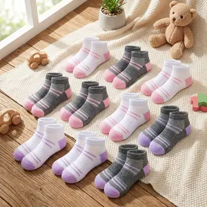 Girls' Ankle Socks 12 Pairs Low Cut Athletic Cotton Sports Socks for Little Big Kids - Breathable Comfortable Everyday Wear Perfect for School Running Casual Activities Lightweight Soft Fabric Essential Clothing