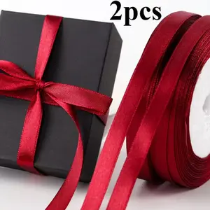 2 Rolls 50 Yards Ribbon Set, Multiple Colors & Sizes, DIY Craft Supplies, Elegant Gift Wrapping Material, Special Occasion Decorations
