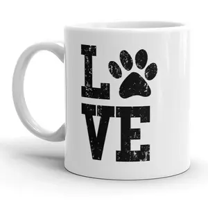 Love Paw Mug Cute Adorable Pet Dog Cat Coffee Cup - 11oz Funny Coffee Mugs Ceramic Printed Drinkware Cup