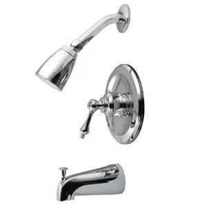 Kingston Brass  Single Lever Handle Tub & Shower Faucet with Metal Lever Handle, Chrome