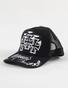 ED HARDY  Mens Crosses Trucker Hat, Black  &  White