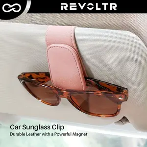 Car Visor Sunglasses Holder Clip 1pc Leather Magnetic Sunglasses Holder PU Leather Universal Car Sun Visor Storage Organizer Multifunctional Glasses Ticket Card Holder Clip Cute Car Interior Accessories Summer Winter Essentials Holiday Valentine Gift