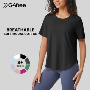 G4Free Workout Tops for Women Short Sleeve Athletic Wicking Shirts Soft Basic Cotton Tee Activewear Outdoorfun