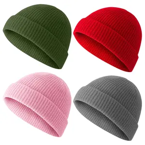 COZOME 2 or 4 Piece men's and women's bucket hats, turn-up caps, short knit caps, rolled-brim brimless caps, bucket hats, unisex