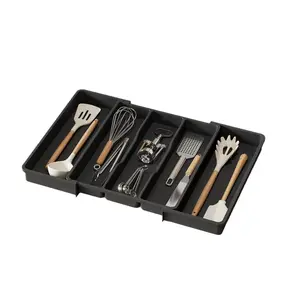 Kitchen Cutlery Drawer Organizer Holder, 1 Count Expandable Utensil Tray,    Adjustable Plastic Storage for Spoons Forks Knives, Racks, Kitchen Organization