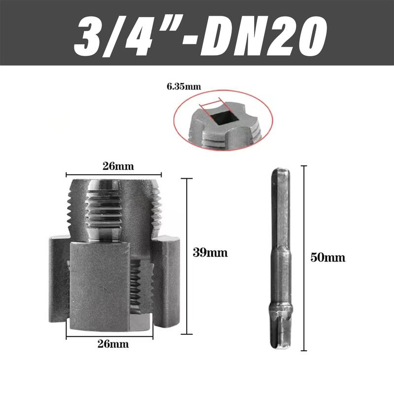 2PCS Integrated Internal & External Pipe Threading Tool with 1/2'' & 3/4'' Dies, Electric Drill Compatible 2 in 1 Pvc Pipe Threader Kit, Dual-Function Pipe Thread Cutting Tool