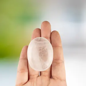 Clear Quartz Palm Stone, Polished Crystal Stone for Chakra Balancing, Meditation, Spiritual and Crystal Gift