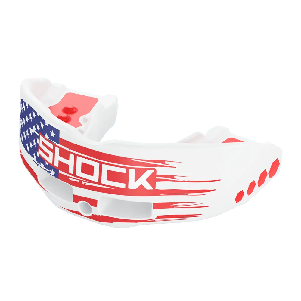 Shock Doctor Insta-Fit Print Mouthguard - Youth Size, Elasto-Polymer Material, No Boil, Pop-It-and-Play Performance, USA Flag Design