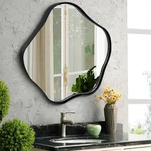 Scalloped Mirror, 24" Irregular Shaped Mirror, Modern Asymmetrical Mirrors, Wavy Wall Mirrors Decorative for Living Room Bathroom Bedroom Hallway Entryway Fireplace