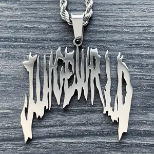 WRLD Burn Necklace 1.5" Mirror Polished Stainless Steel Juice Pendant with Laser Carved Design & Choice of Chain Free Gift Included