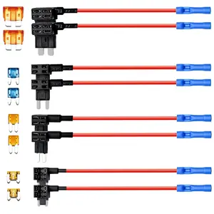 4 Types Add-a-Circuit Fuse Tap Adapter with Standard & Mini & Low Profile Mini & Micro2 Blade Fuse Holder for Cars Trucks Boats (8 Pack)