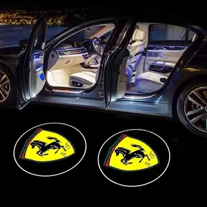2pcs LED Car Door Welcome Light, Car Emblem Projector, Universal Fit for Ferrari F430 Stradale Roma 488 Spider Sf90 Laferrari Portofino, LED Car Lights